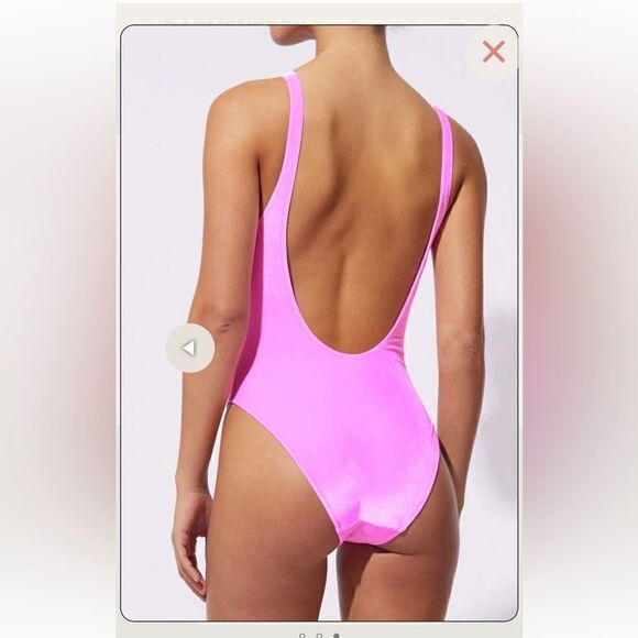SOLID AND STRIPED THE LUELA - SOLID VELVET SWIMSUIT IN CARNATION - PINK NWT XS - Picture 3 of 8
